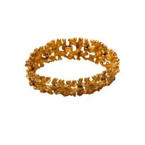 Vintage Crown Trifari Chunky Leaf Gold Tone Bracelet